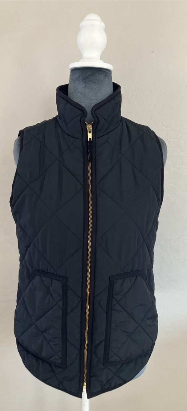 J.CREW Women's Vest Puffer Full Zipper Black Pockets XS Hiking Lightweight